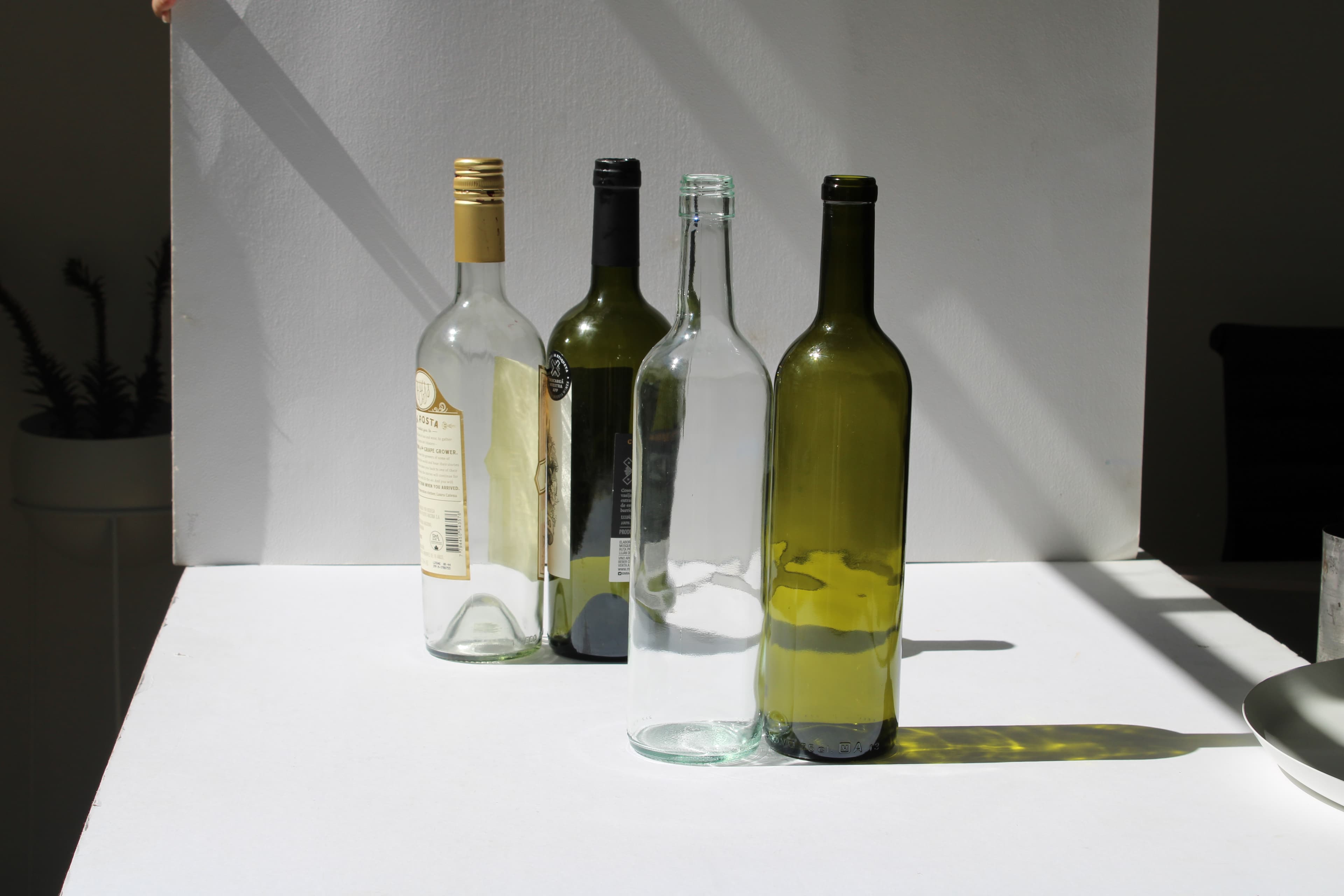 Botellas de vino descartadas
